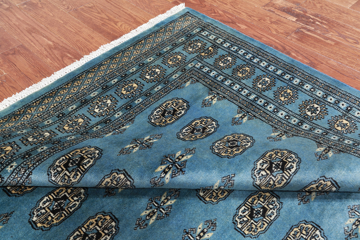 Blue Bokhara Handmade Wool Rug - 5' 8" X 7' 9"