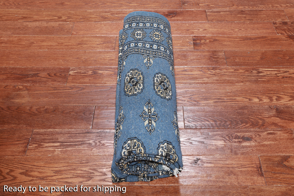Blue Bokhara Handmade Wool Rug - 5' 8" X 7' 9"