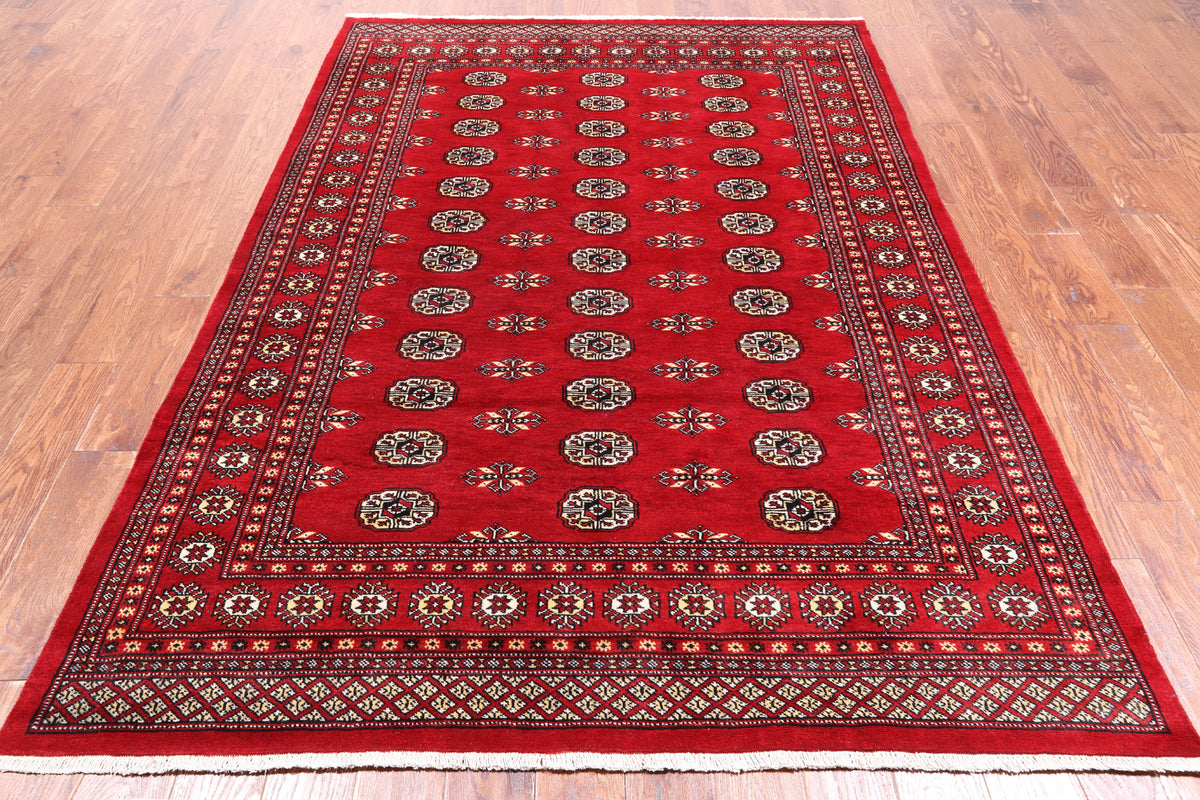 Red Bokhara Hand-Knotted Wool Rug - 5' 8" X 8' 2"