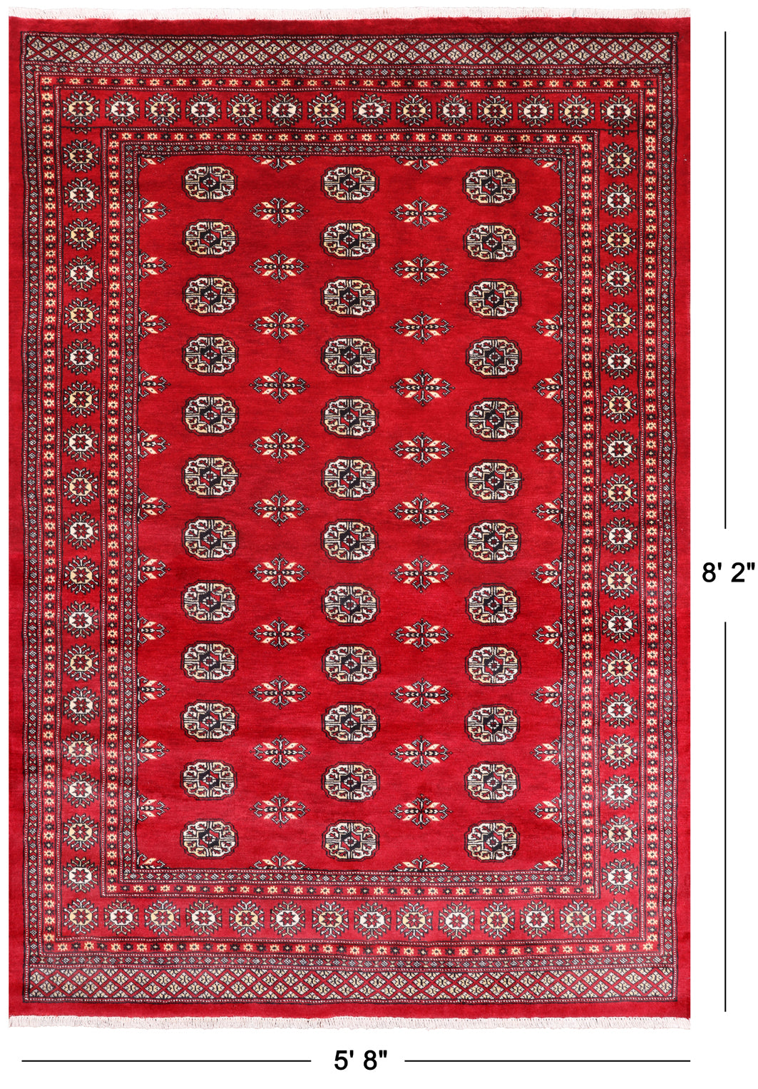 Red Bokhara Hand-Knotted Wool Rug - 5' 8" X 8' 2"