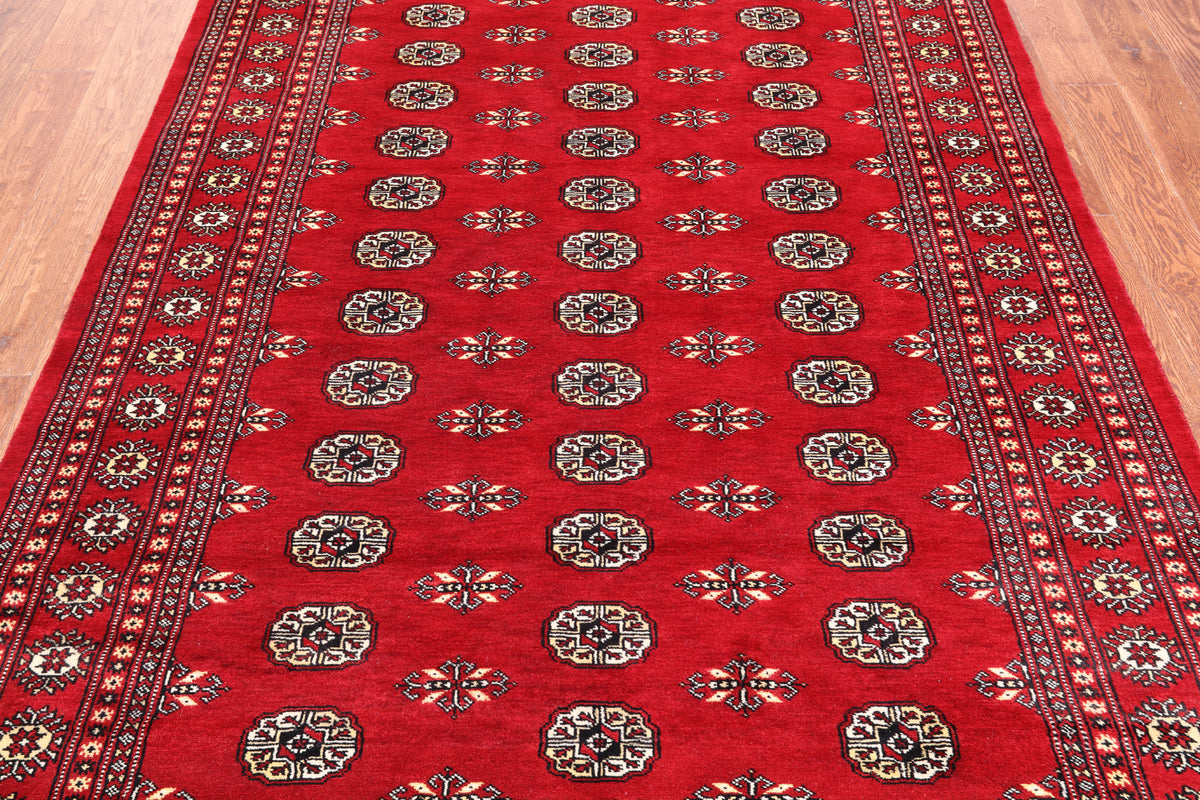 Red Bokhara Hand-Knotted Wool Rug - 5' 8" X 8' 2"
