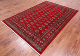 Red Bokhara Hand-Knotted Wool Rug - 5' 8" X 8' 2"