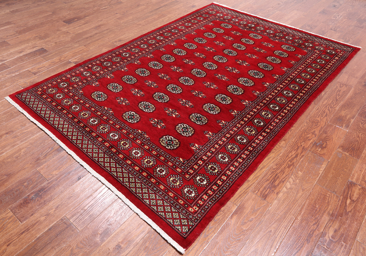 Red Bokhara Hand-Knotted Wool Rug - 5' 8" X 8' 2"