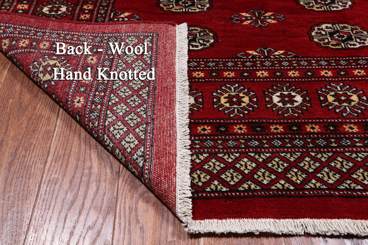 Red Bokhara Hand-Knotted Wool Rug - 5' 8" X 8' 2"