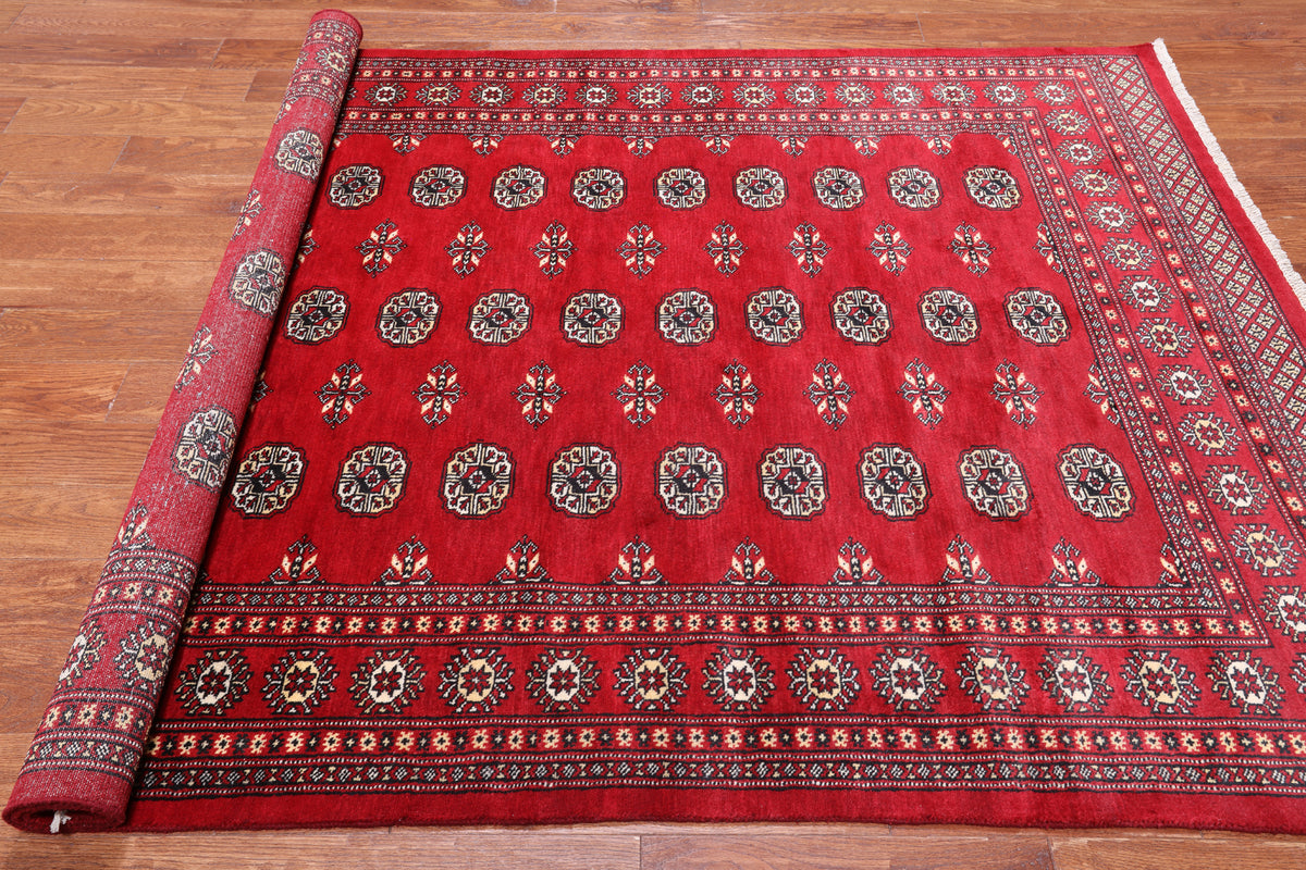 Red Bokhara Hand-Knotted Wool Rug - 5' 8" X 8' 2"