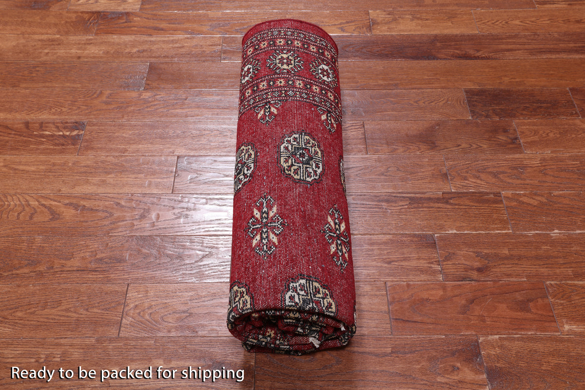Red Bokhara Hand-Knotted Wool Rug - 5' 8" X 8' 2"