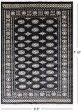 Black Bokhara Hand-Knotted Wool Rug - 5' 6" X 7' 10"