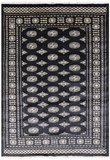 Black Bokhara Hand-Knotted Wool Rug - 5' 6" X 7' 10"