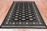 Black Bokhara Hand-Knotted Wool Rug - 5' 6" X 7' 10"