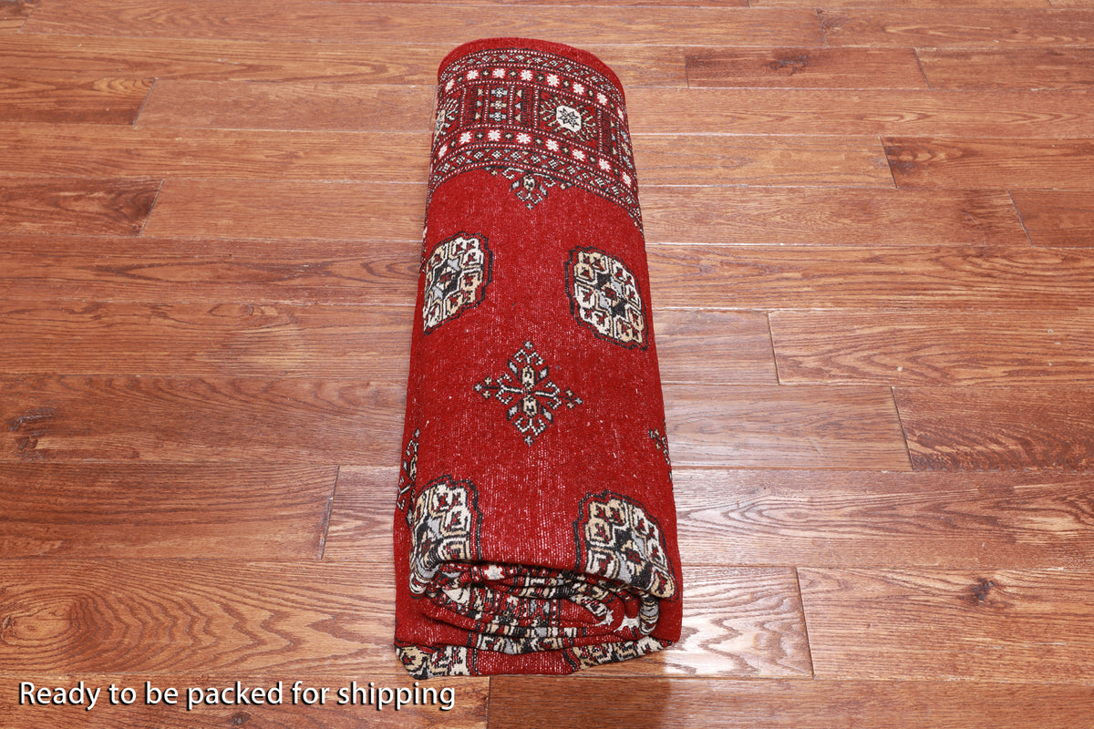 Red Bokhara Hand-Knotted Wool Rug - 5' 8" X 7' 10"