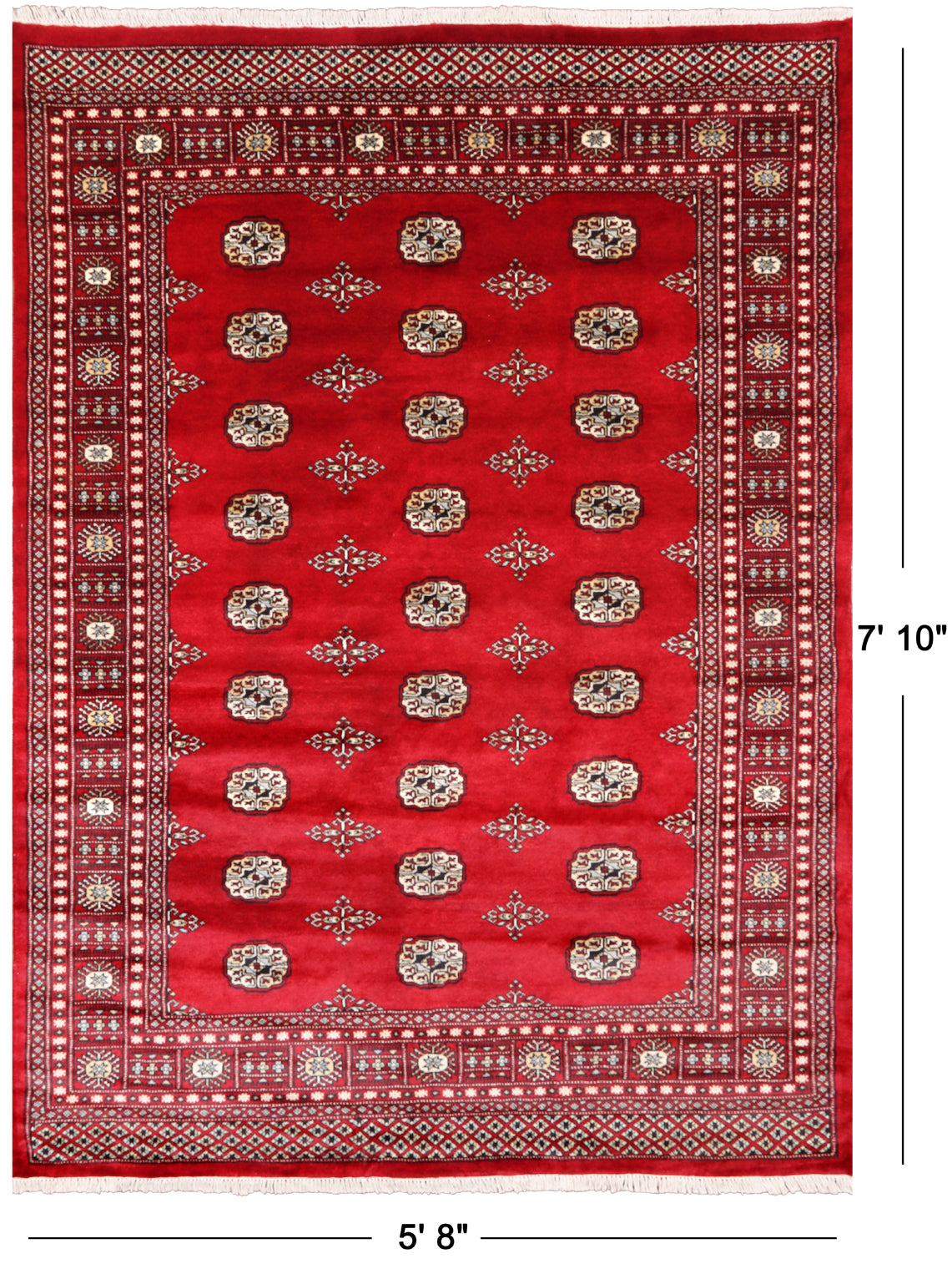 Red Bokhara Hand-Knotted Wool Rug - 5' 8" X 7' 10"