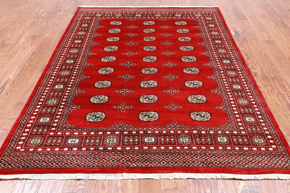 Red Bokhara Hand-Knotted Wool Rug - 5' 8" X 7' 10"