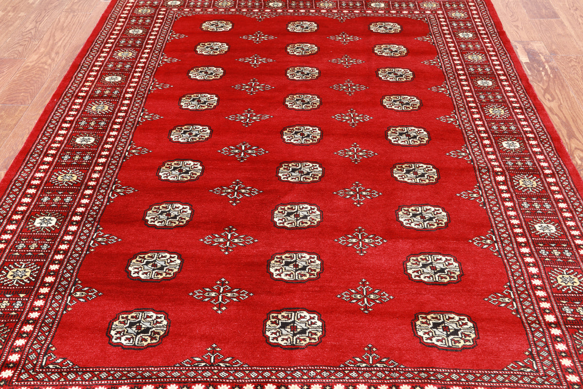 Red Bokhara Hand-Knotted Wool Rug - 5' 8" X 7' 10"