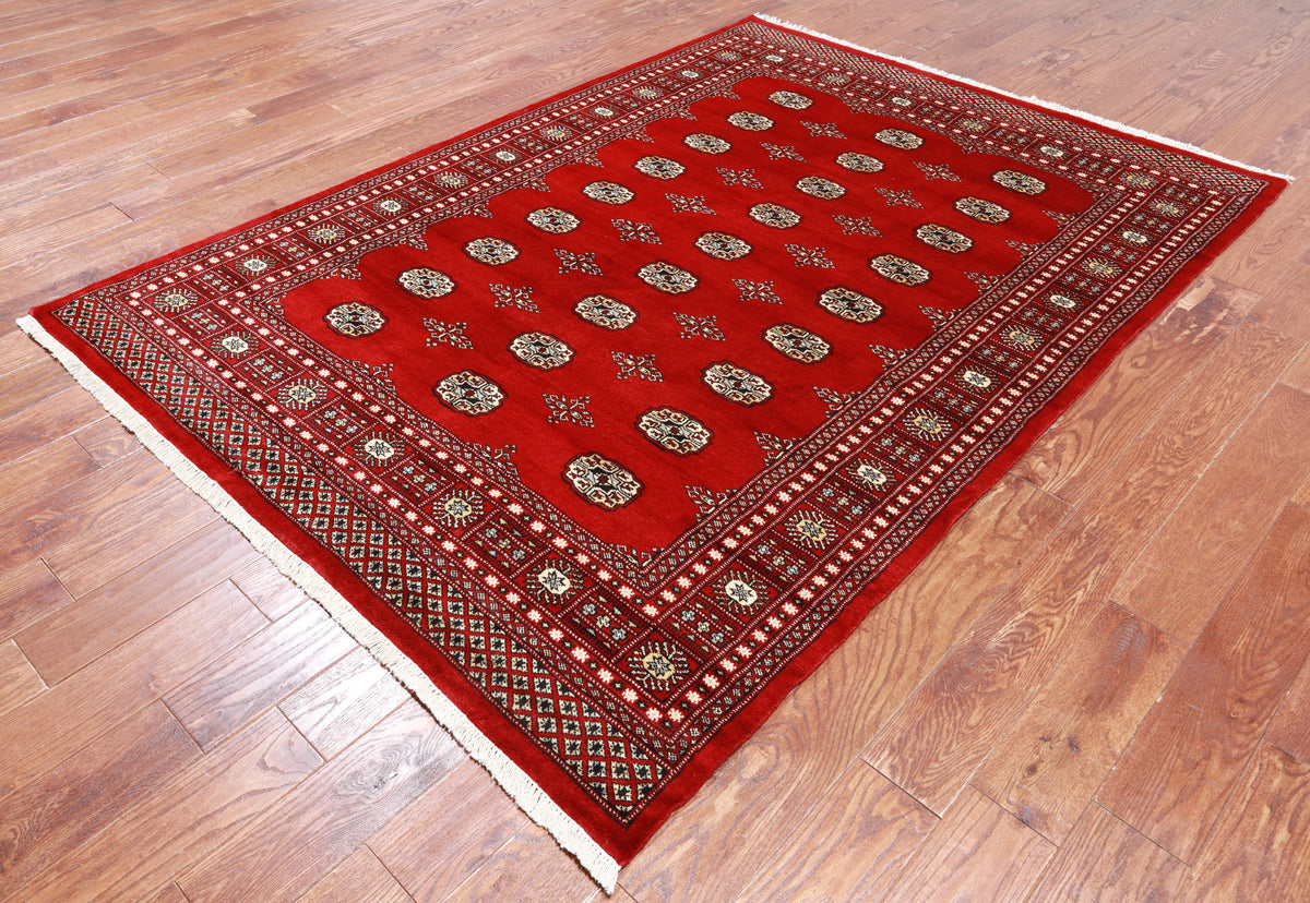 Red Bokhara Hand-Knotted Wool Rug - 5' 8" X 7' 10"