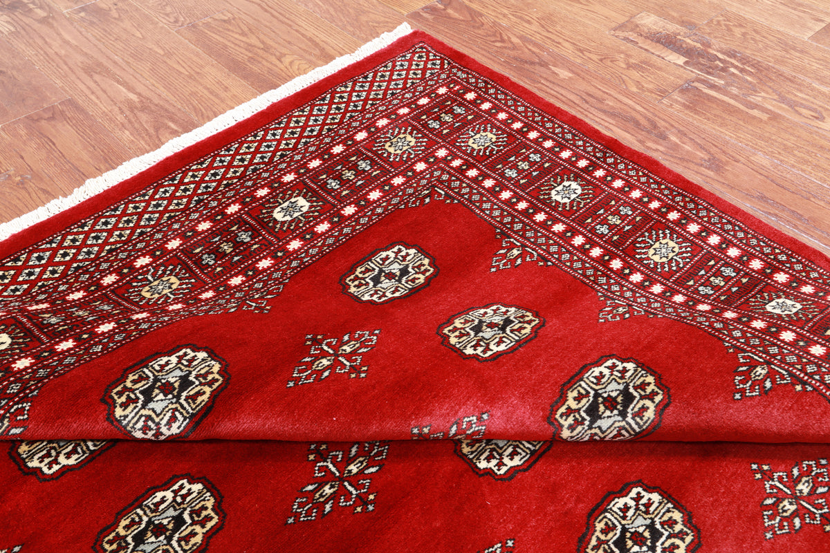 Red Bokhara Hand-Knotted Wool Rug - 5' 8" X 7' 10"