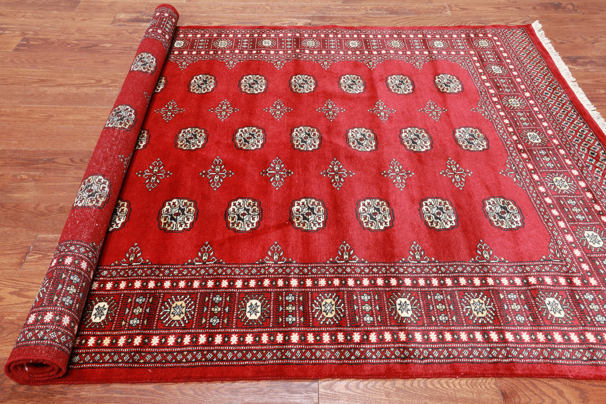 Red Bokhara Hand-Knotted Wool Rug - 5' 8" X 7' 10"