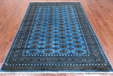 Blue Bokhara Hand-Knotted Wool Rug - 5' 8" X 8' 2"