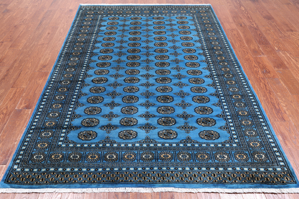 Blue Bokhara Hand-Knotted Wool Rug - 5' 8" X 8' 2"
