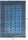 Blue Bokhara Hand-Knotted Wool Rug - 5' 8" X 8' 2"