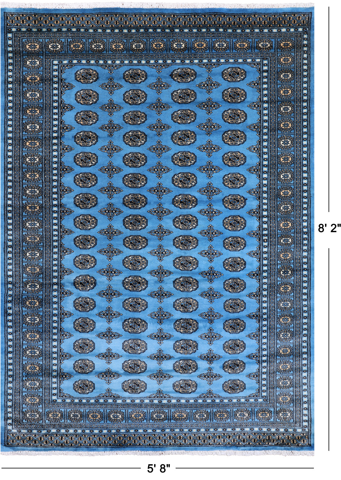 Blue Bokhara Hand-Knotted Wool Rug - 5' 8" X 8' 2"