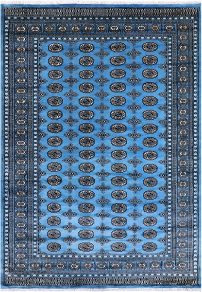 Blue Bokhara Hand-Knotted Wool Rug - 5' 8" X 8' 2"