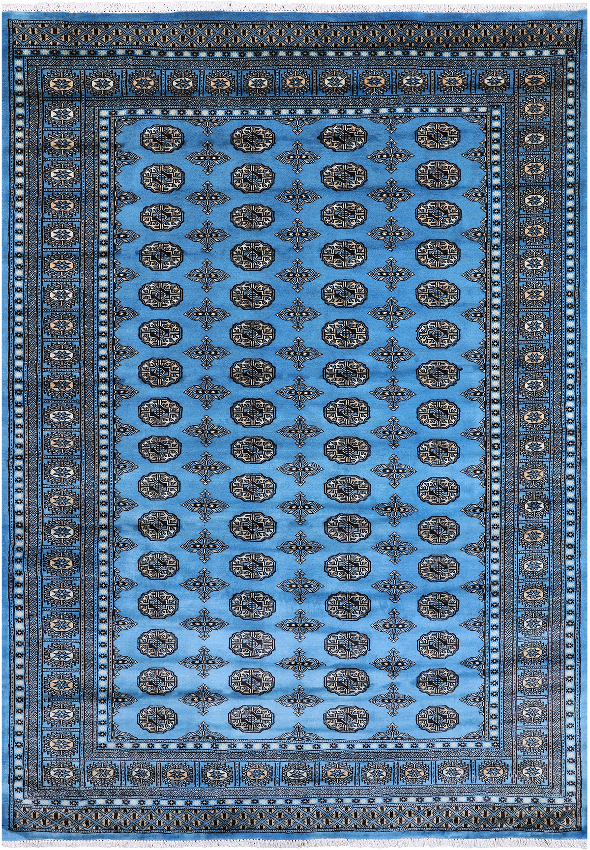 Blue Bokhara Hand-Knotted Wool Rug - 5' 8" X 8' 2"