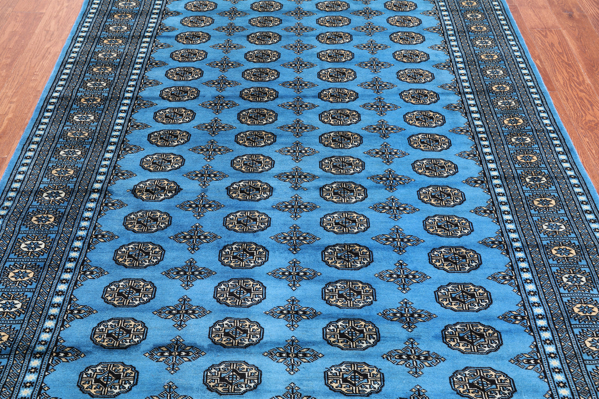 Blue Bokhara Hand-Knotted Wool Rug - 5' 8" X 8' 2"