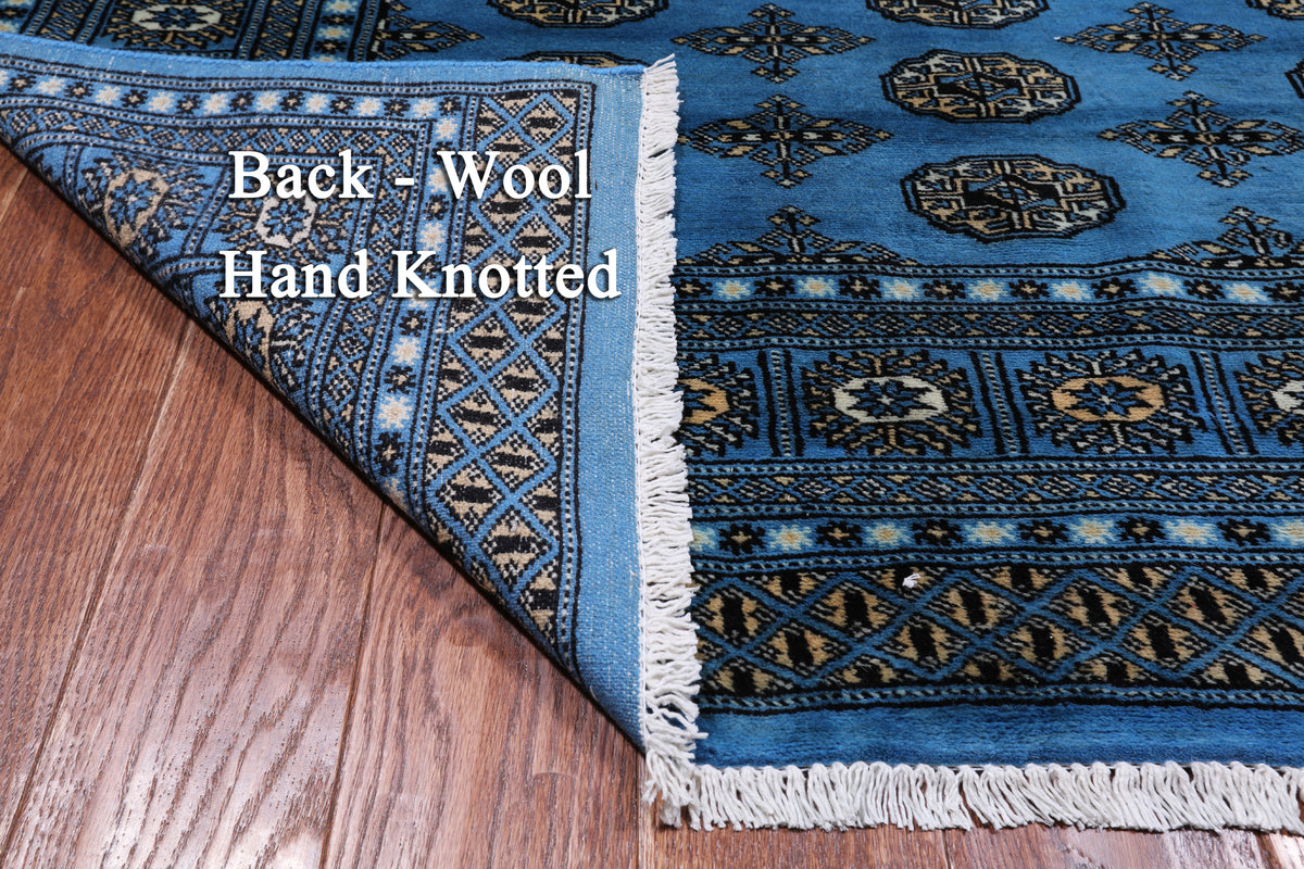 Blue Bokhara Hand-Knotted Wool Rug - 5' 8" X 8' 2"