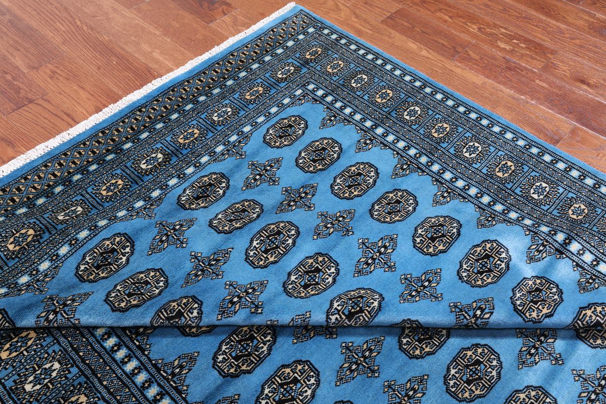 Blue Bokhara Hand-Knotted Wool Rug - 5' 8" X 8' 2"