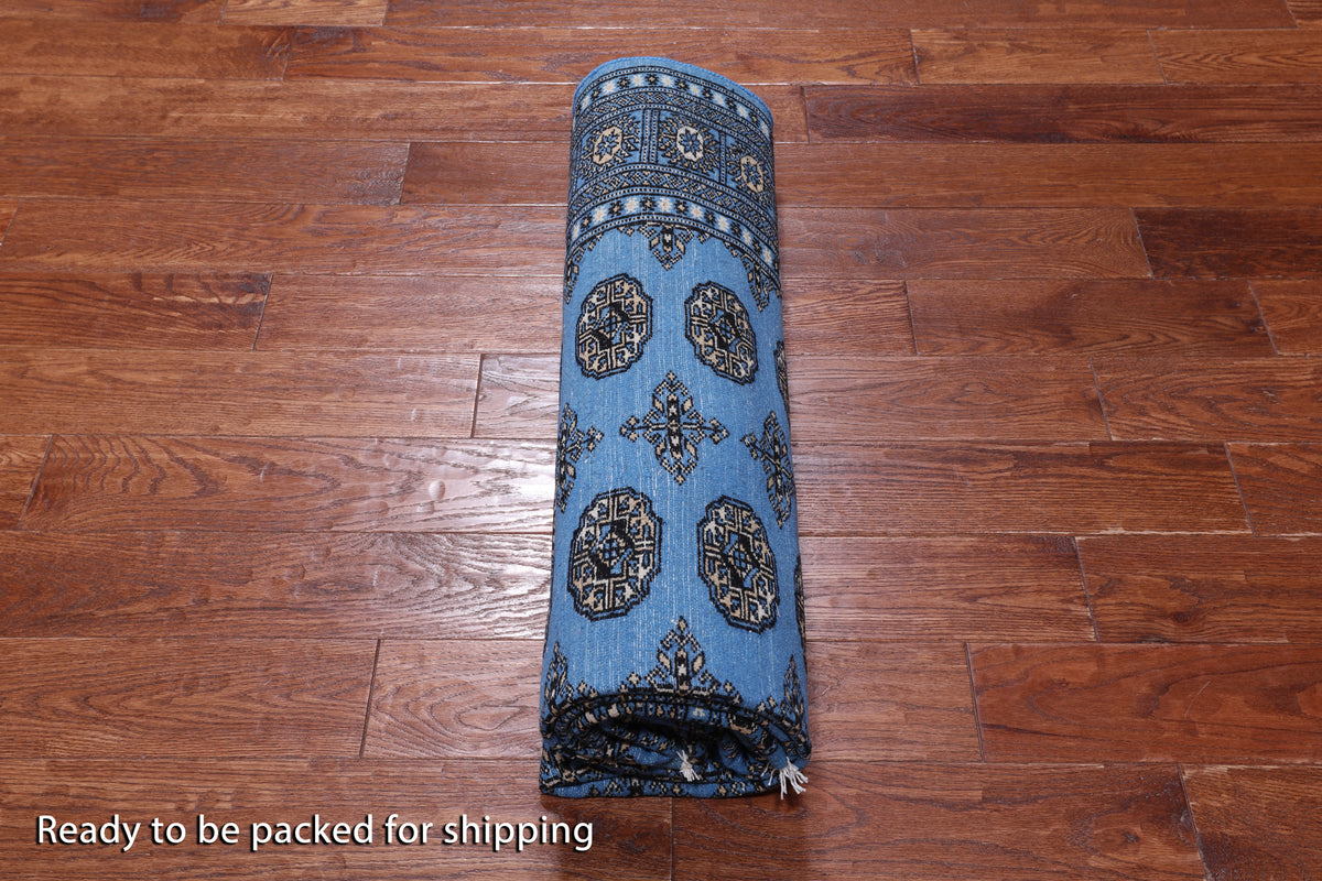 Blue Bokhara Hand-Knotted Wool Rug - 5' 8" X 8' 2"