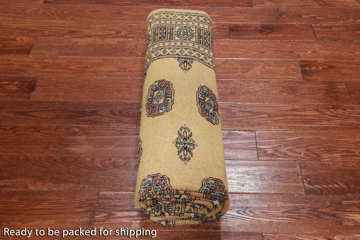 Gold Bokhara Hand Knotted Wool Rug - 5' 7" X 7' 10"
