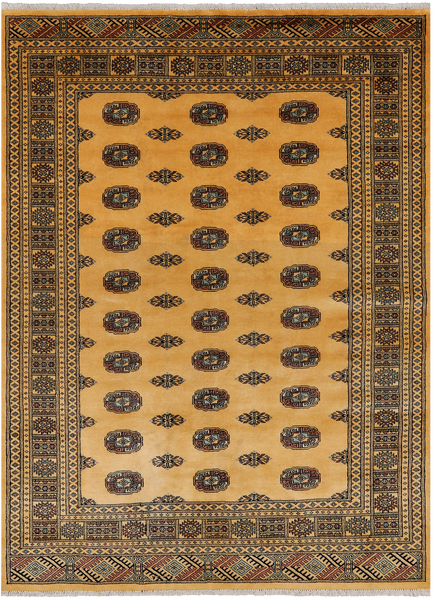 Gold Bokhara Hand Knotted Wool Rug - 5' 7" X 7' 10"