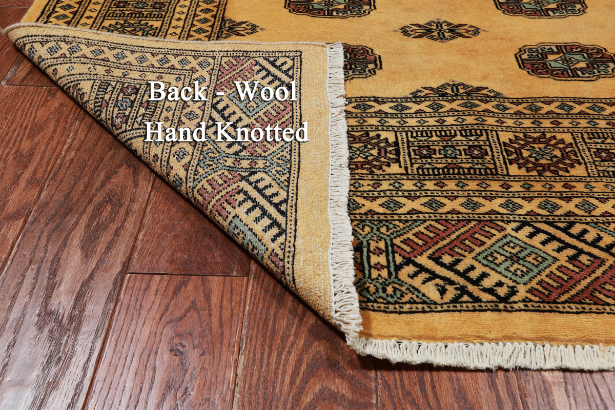 Gold Bokhara Hand Knotted Wool Rug - 5' 7" X 7' 10"