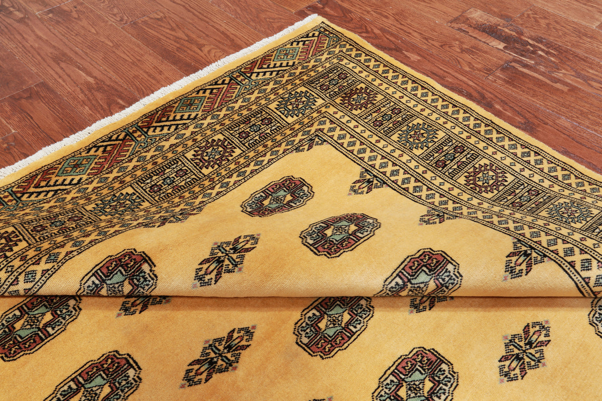 Gold Bokhara Hand Knotted Wool Rug - 5' 7" X 7' 10"