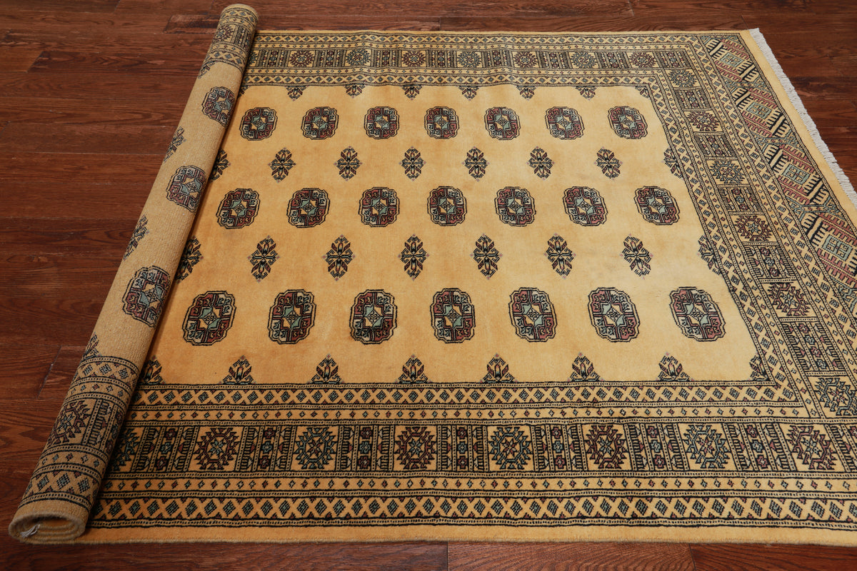 Gold Bokhara Hand Knotted Wool Rug - 5' 7" X 7' 10"