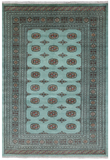 Green Bokhara Hand-Knotted Wool Rug - 5' 8" X 8' 1"