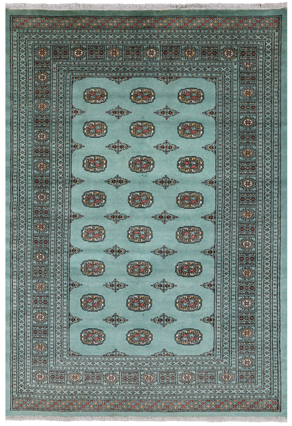 Green Bokhara Hand-Knotted Wool Rug - 5' 8" X 8' 1"