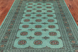 Green Bokhara Hand-Knotted Wool Rug - 5' 8" X 8' 1"