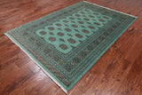 Green Bokhara Hand-Knotted Wool Rug - 5' 8" X 8' 1"