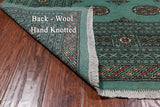 Green Bokhara Hand-Knotted Wool Rug - 5' 8" X 8' 1"