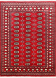 Red Bokhara Hand Knotted Wool Rug - 5' 7" X 7' 9"