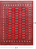 Red Bokhara Hand Knotted Wool Rug - 5' 7" X 7' 9"