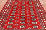 Red Bokhara Hand Knotted Wool Rug - 5' 7" X 7' 9"
