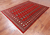 Red Bokhara Hand Knotted Wool Rug - 5' 7" X 7' 9"
