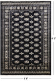 Black Bokhara Hand Knotted Wool Rug - 5' 8" X 8' 2"