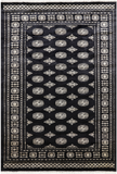 Black Bokhara Hand Knotted Wool Rug - 5' 8" X 8' 2"
