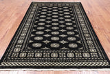 Black Bokhara Hand Knotted Wool Rug - 5' 8" X 8' 2"