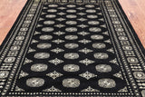 Black Bokhara Hand Knotted Wool Rug - 5' 8" X 8' 2"
