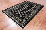 Black Bokhara Hand Knotted Wool Rug - 5' 8" X 8' 2"