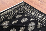 Black Bokhara Hand Knotted Wool Rug - 5' 8" X 8' 2"